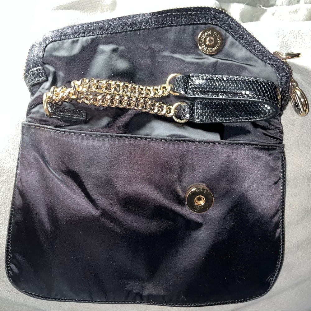 Henri Bendel Black Clutch with Gold Chain - Picture 3 of 9